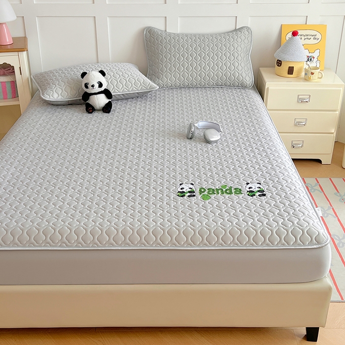 91家纺网 家纺一手货源 找家纺 三盛源 2025新款凉感丝凉席床笠夏季加厚冰丝凉席床套 床笠款-浅灰