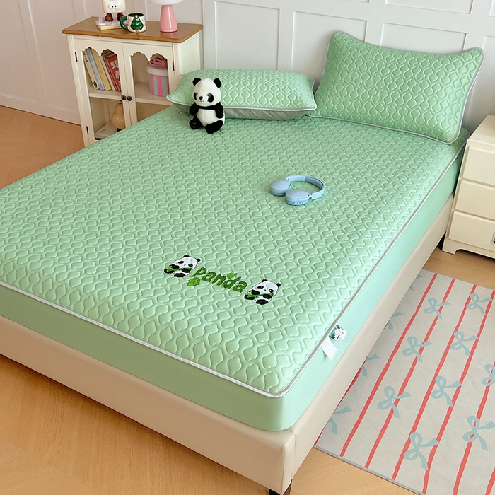 91家纺网 家纺一手货源 找家纺 三盛源 2025新款凉感丝凉席床笠夏季加厚冰丝凉席床套 床笠款-豆绿