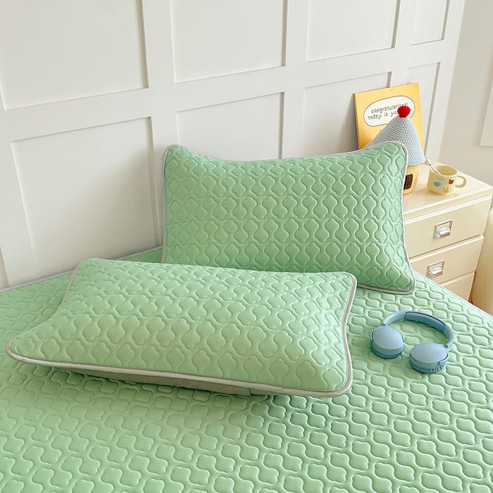 91家纺网 家纺一手货源 找家纺 三盛源 2025新款凉感丝凉席床笠夏季加厚冰丝凉席床套 床笠款-豆绿