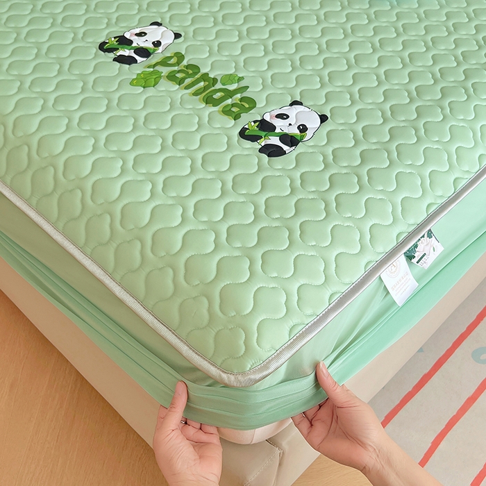 91家纺网 家纺一手货源 找家纺 三盛源 2025新款凉感丝凉席床笠夏季加厚冰丝凉席床套 床笠款-豆绿