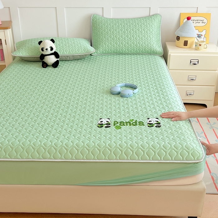 91家纺网 家纺一手货源 找家纺 三盛源 2025新款凉感丝凉席床笠夏季加厚冰丝凉席床套 床笠款-豆绿