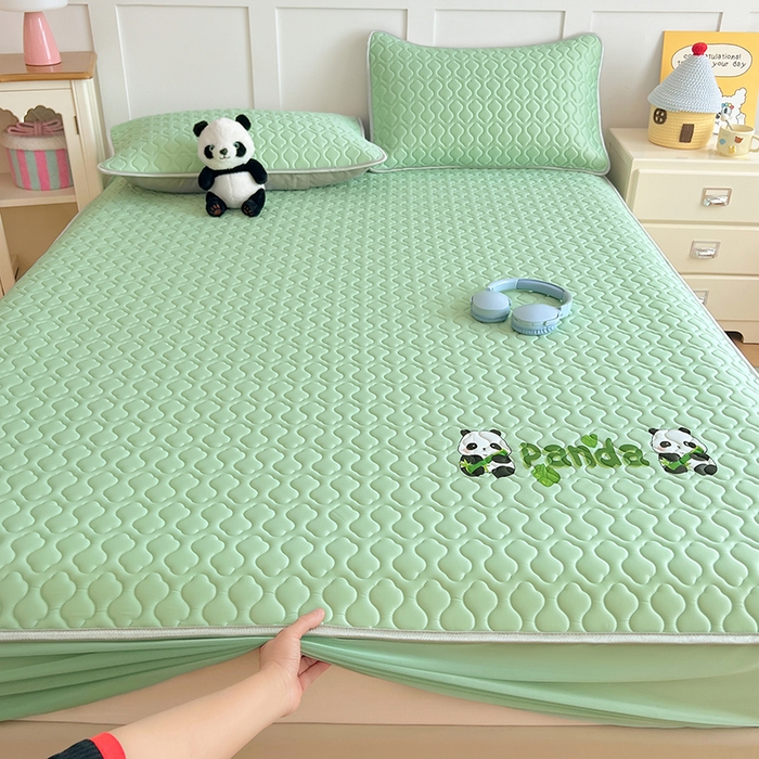 91家纺网 家纺一手货源 找家纺 三盛源 2025新款凉感丝凉席床笠夏季加厚冰丝凉席床套 床笠款-豆绿