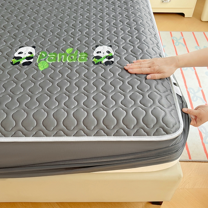 91家纺网 家纺一手货源 找家纺 三盛源 2025新款凉感丝凉席床笠夏季加厚冰丝凉席床套 床笠款-高级灰