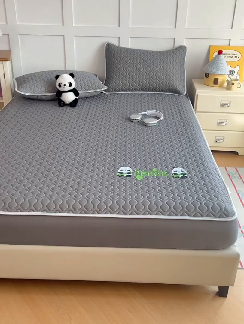 91家纺网 家纺一手货源 找家纺 三盛源 2025新款凉感丝凉席床笠夏季加厚冰丝凉席床套 床笠款-高级灰