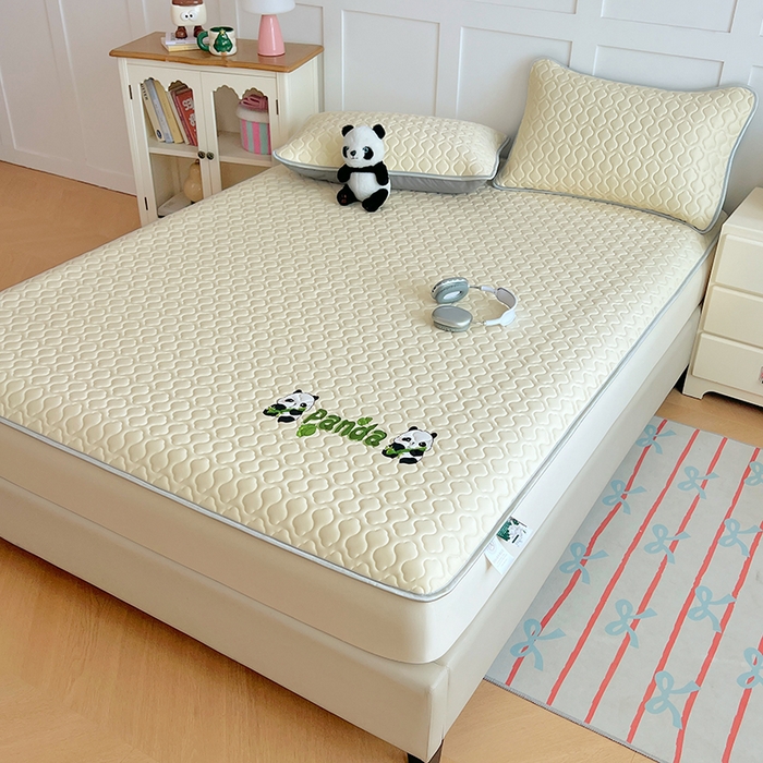 91家纺网 家纺一手货源 找家纺 三盛源 2025新款凉感丝凉席床笠夏季加厚冰丝凉席床套 床笠款-奶油黄