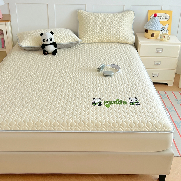 91家纺网 家纺一手货源 找家纺 三盛源 2025新款凉感丝凉席床笠夏季加厚冰丝凉席床套 床笠款-奶油黄