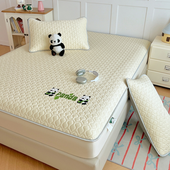 91家纺网 家纺一手货源 找家纺 三盛源 2025新款凉感丝凉席床笠夏季加厚冰丝凉席床套 床笠款-奶油黄