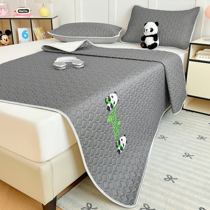 91家纺网 家纺一手货源 找家纺 三盛源 2025新款凉感丝加厚凉席夏季冰丝凉席 床席款-高级灰