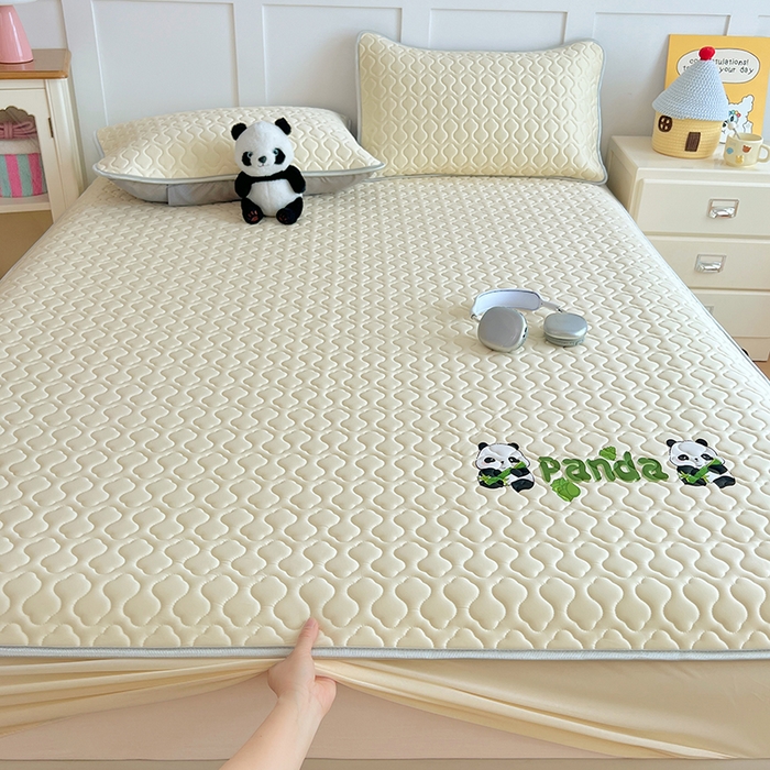 91家纺网 家纺一手货源 找家纺 三盛源 2025新款凉感丝凉席床笠夏季加厚冰丝凉席床套 床笠款-奶油黄