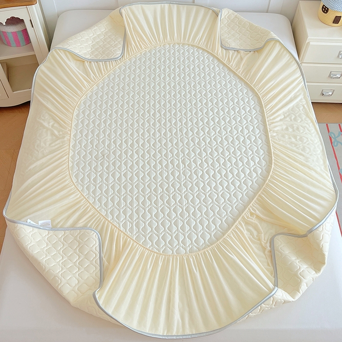 91家纺网 家纺一手货源 找家纺 三盛源 2025新款凉感丝凉席床笠夏季加厚冰丝凉席床套 床笠款-奶油黄