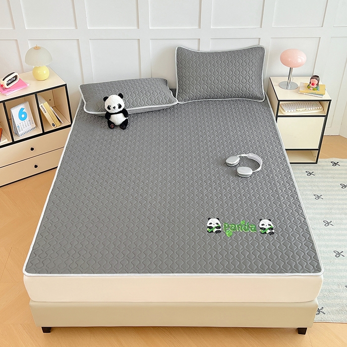 91家纺网 家纺一手货源 找家纺 三盛源 2025新款凉感丝加厚凉席夏季冰丝凉席 床席款-高级灰