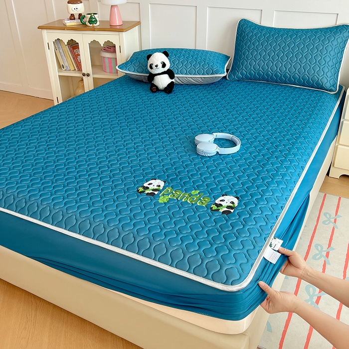 三盛源 2025新款凉感丝凉席床笠夏季加厚冰丝凉席床套 床笠款-深海蓝