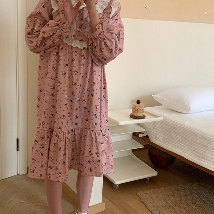 91家纺网 家纺一手货源 找家纺 （总）妍景家居生活馆 2025新款82792 韩系繁花粉睡裙