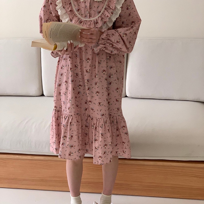 91家纺网 家纺一手货源 找家纺 （总）妍景家居生活馆 2025新款82792 韩系繁花粉睡裙