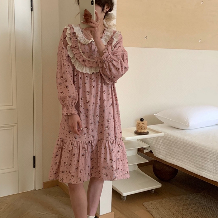 91家纺网 家纺一手货源 找家纺 （总）妍景家居生活馆 2025新款82792 韩系繁花粉睡裙