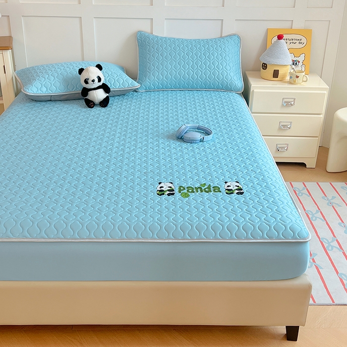 91家纺网 家纺一手货源 找家纺 三盛源 2025新款凉感丝凉席床笠夏季加厚冰丝凉席床套 床笠款-天空蓝