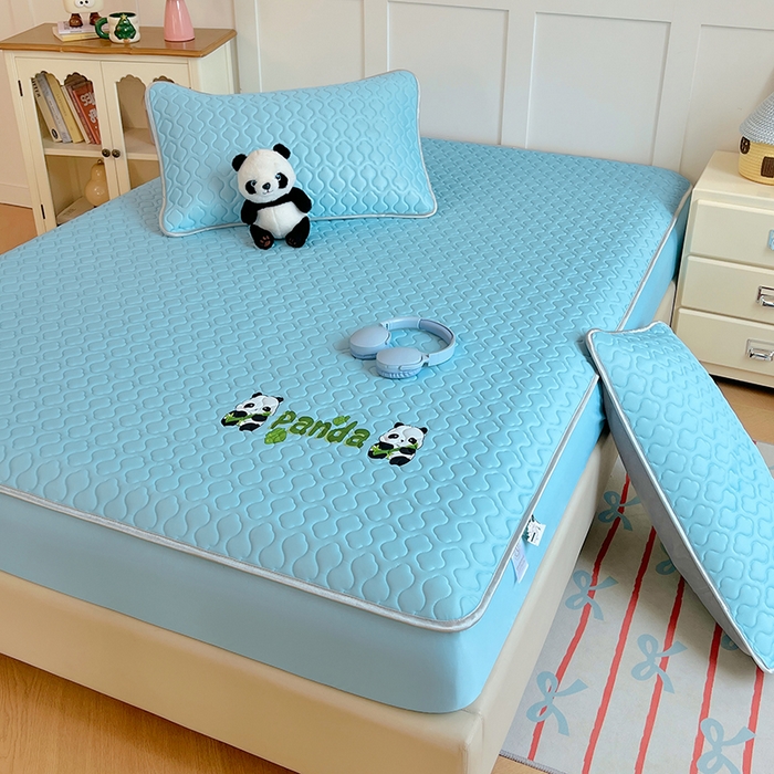 91家纺网 家纺一手货源 找家纺 三盛源 2025新款凉感丝凉席床笠夏季加厚冰丝凉席床套 床笠款-天空蓝