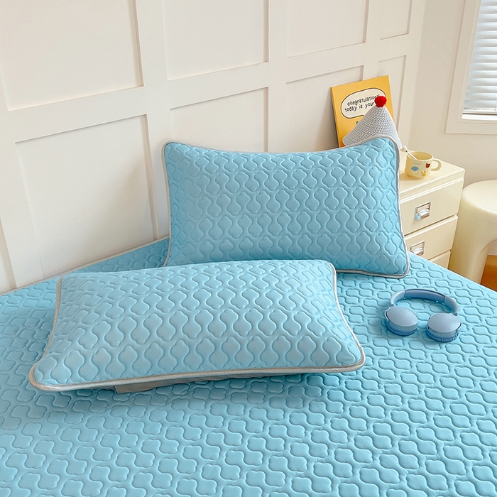 91家纺网 家纺一手货源 找家纺 三盛源 2025新款凉感丝凉席床笠夏季加厚冰丝凉席床套 床笠款-天空蓝