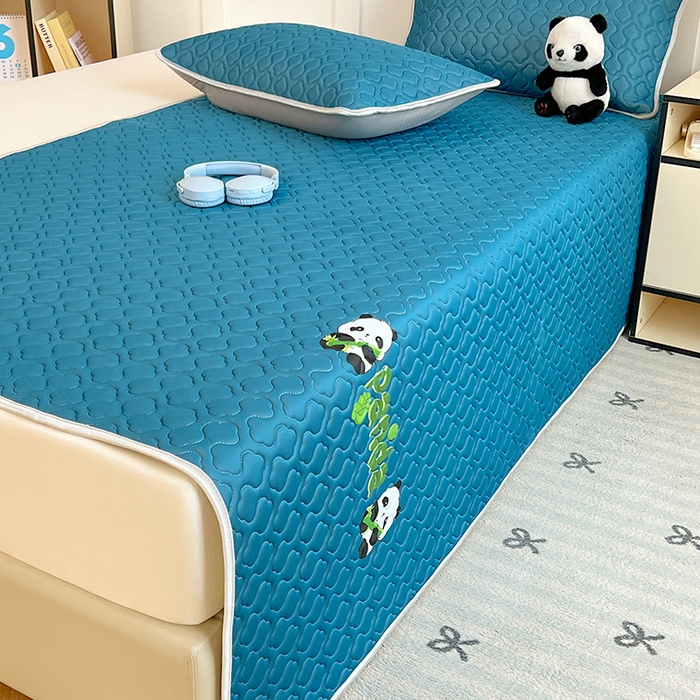 91家纺网 家纺一手货源 找家纺 三盛源 2025新款凉感丝加厚凉席夏季冰丝凉席 床席款-深海蓝