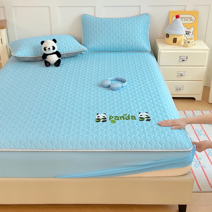 91家纺网 家纺一手货源 找家纺 三盛源 2025新款凉感丝凉席床笠夏季加厚冰丝凉席床套 床笠款-天空蓝