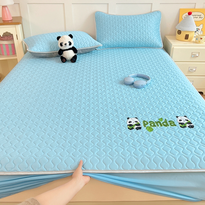 91家纺网 家纺一手货源 找家纺 三盛源 2025新款凉感丝凉席床笠夏季加厚冰丝凉席床套 床笠款-天空蓝