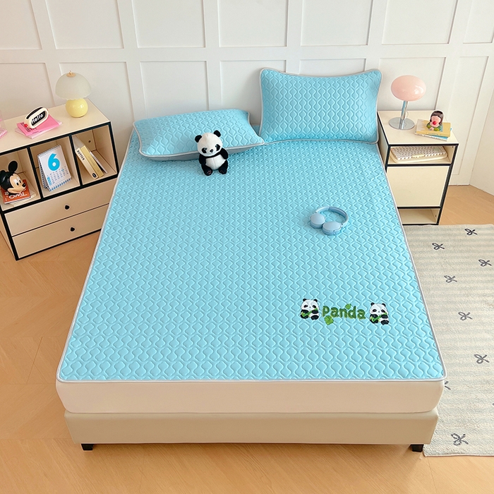 91家纺网 家纺一手货源 找家纺 三盛源 2025新款凉感丝加厚凉席夏季冰丝凉席 床席款-天空蓝