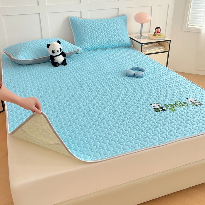 91家纺网 家纺一手货源 找家纺 三盛源 2025新款凉感丝加厚凉席夏季冰丝凉席 床席款-天空蓝