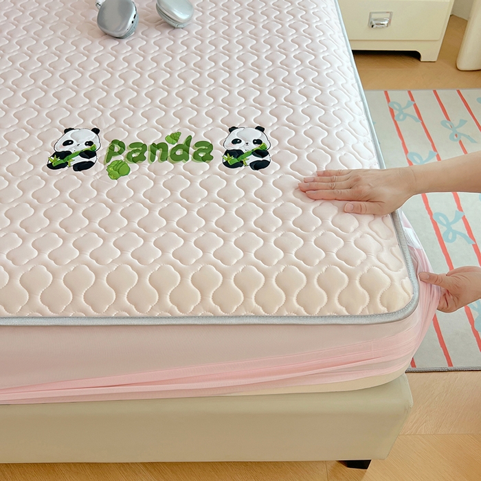 91家纺网 家纺一手货源 找家纺 三盛源 2025新款凉感丝凉席床笠夏季加厚冰丝凉席床套 床笠款-樱花粉