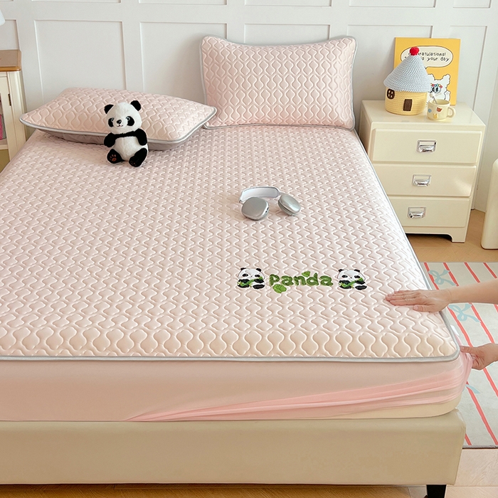 91家纺网 家纺一手货源 找家纺 三盛源 2025新款凉感丝凉席床笠夏季加厚冰丝凉席床套 床笠款-樱花粉