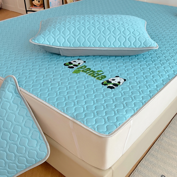 91家纺网 家纺一手货源 找家纺 三盛源 2025新款凉感丝加厚凉席夏季冰丝凉席 床席款-天空蓝