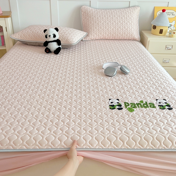 91家纺网 家纺一手货源 找家纺 三盛源 2025新款凉感丝凉席床笠夏季加厚冰丝凉席床套 床笠款-樱花粉