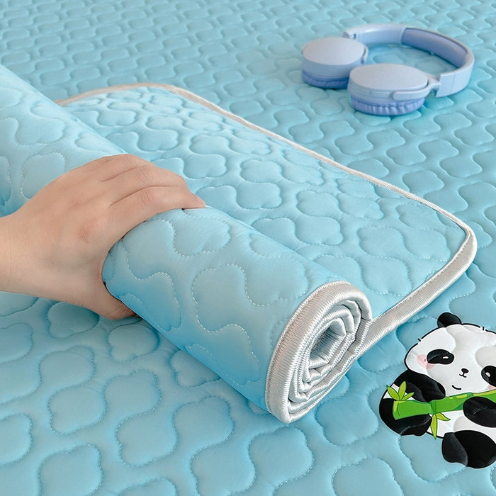 91家纺网 家纺一手货源 找家纺 三盛源 2025新款凉感丝加厚凉席夏季冰丝凉席 床席款-天空蓝