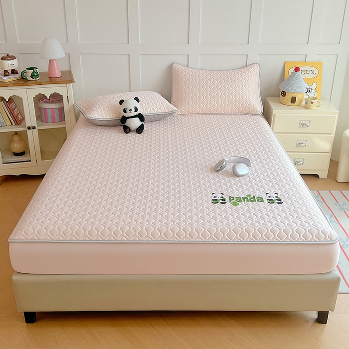 91家纺网 家纺一手货源 找家纺 三盛源 2025新款凉感丝凉席床笠夏季加厚冰丝凉席床套 床笠款-樱花粉