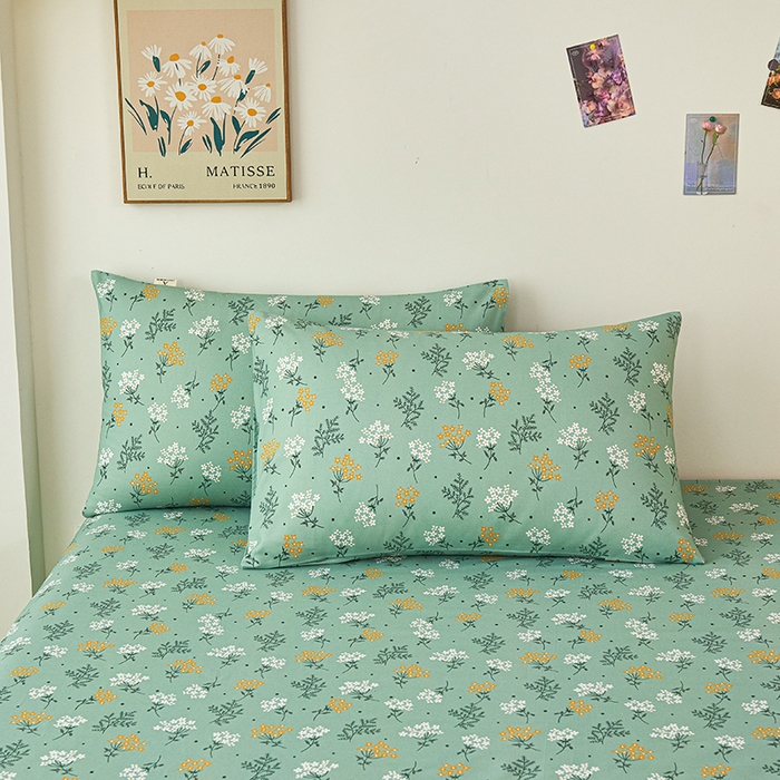 91家纺网 家纺一手货源 找家纺 义博家纺 2025新款纯棉老粗布花边款单床单 向阳花开