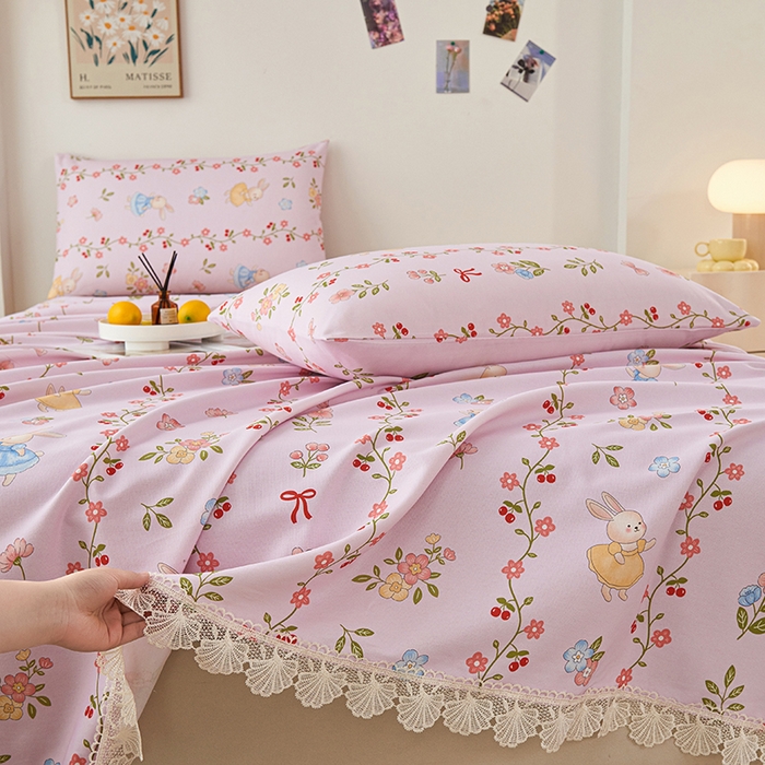 91家纺网 家纺一手货源 找家纺 （总）义博家纺 2025新款纯棉老粗布花边款单床单