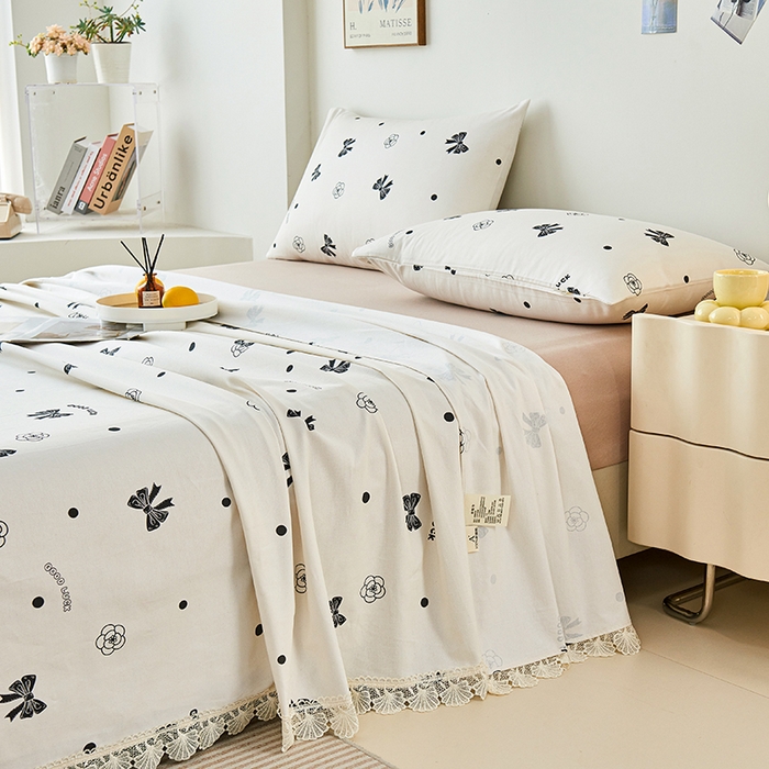 91家纺网 家纺一手货源 找家纺 （总）义博家纺 2025新款纯棉老粗布花边款单床单