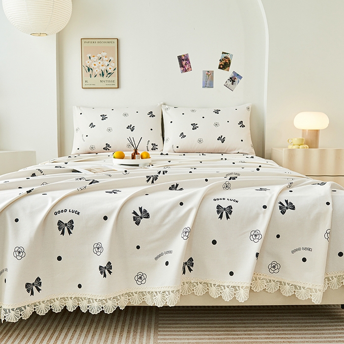 91家纺网 家纺一手货源 找家纺 （总）义博家纺 2025新款纯棉老粗布花边款单床单