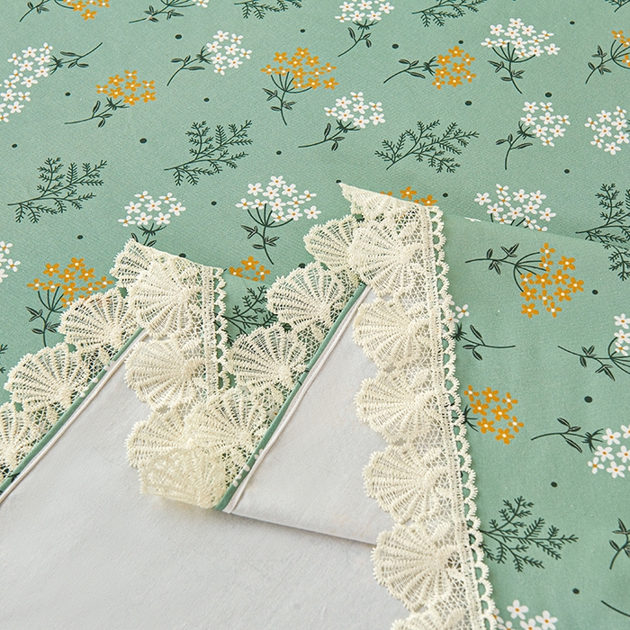 91家纺网 家纺一手货源 找家纺 义博家纺 2025新款纯棉老粗布花边款单床单 向阳花开