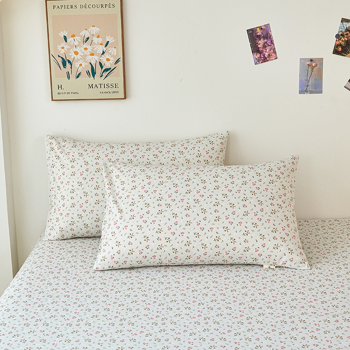 91家纺网 家纺一手货源 找家纺 义博家纺 2025新款纯棉老粗布花边款单床单 锦绣团簇