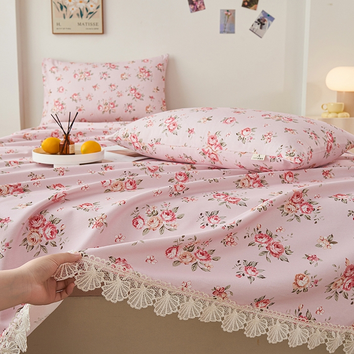 91家纺网 家纺一手货源 找家纺 （总）义博家纺 2025新款纯棉老粗布花边款单床单