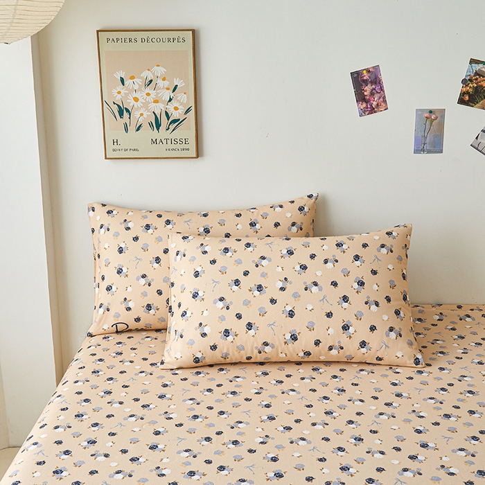 91家纺网 家纺一手货源 找家纺 义博家纺 2025新款纯棉老粗布花边款单床单 月影疏疏