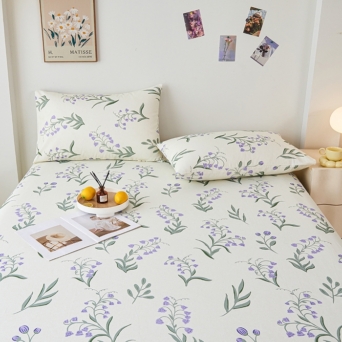 91家纺网 家纺一手货源 找家纺 义博家纺 2025新款纯棉老粗布花边款单床单 暮光予香