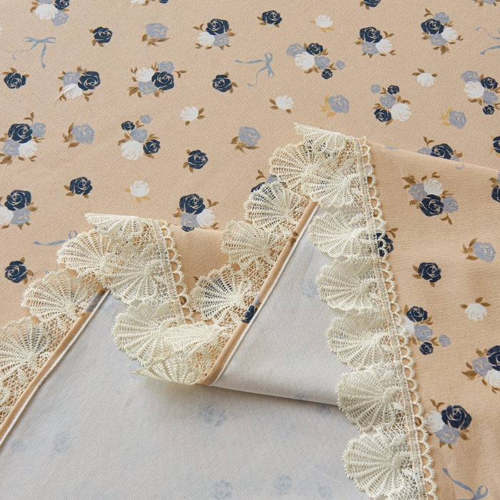 91家纺网 家纺一手货源 找家纺 义博家纺 2025新款纯棉老粗布花边款单床单 月影疏疏