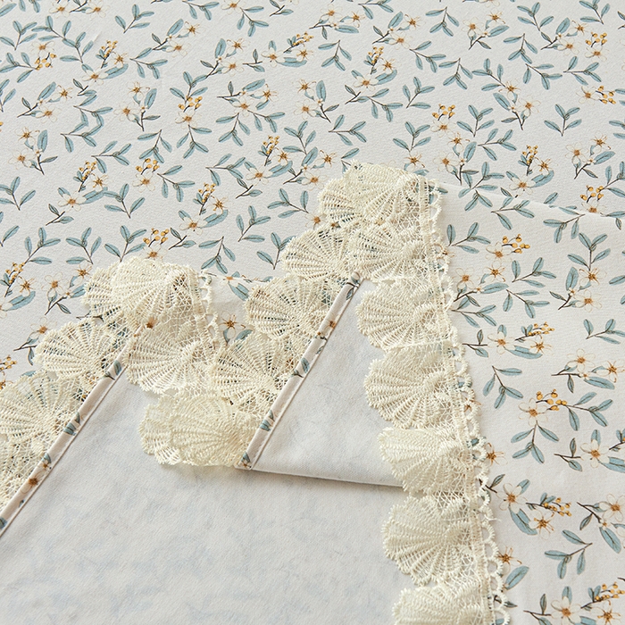 91家纺网 家纺一手货源 找家纺 义博家纺 2025新款纯棉老粗布花边款单床单 细数花语