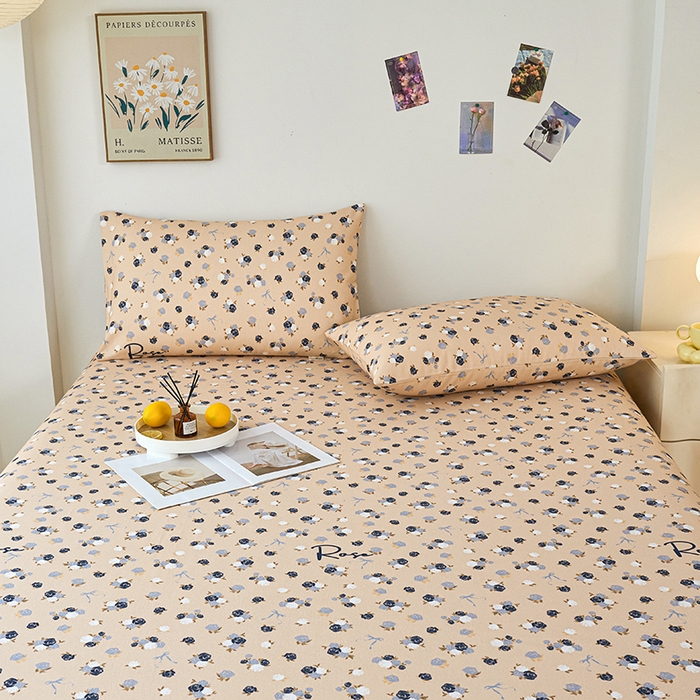 91家纺网 家纺一手货源 找家纺 义博家纺 2025新款纯棉老粗布花边款单床单 月影疏疏