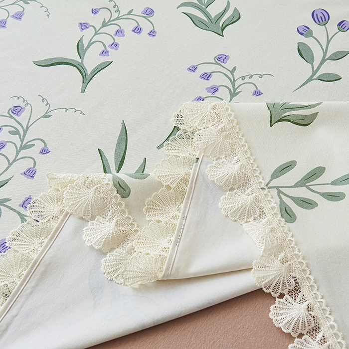 91家纺网 家纺一手货源 找家纺 义博家纺 2025新款纯棉老粗布花边款单床单 暮光予香