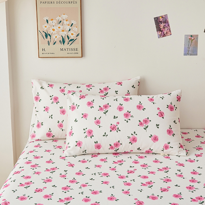 91家纺网 家纺一手货源 找家纺 义博家纺 2025新款纯棉老粗布花边款单床单 月汐幻梦