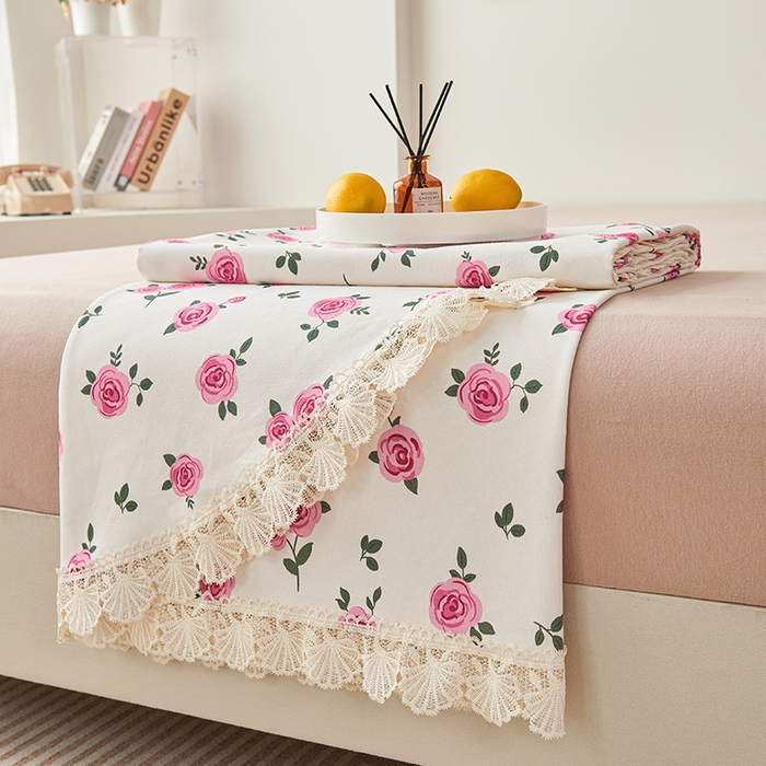 91家纺网 家纺一手货源 找家纺 义博家纺 2025新款纯棉老粗布花边款单床单 月汐幻梦