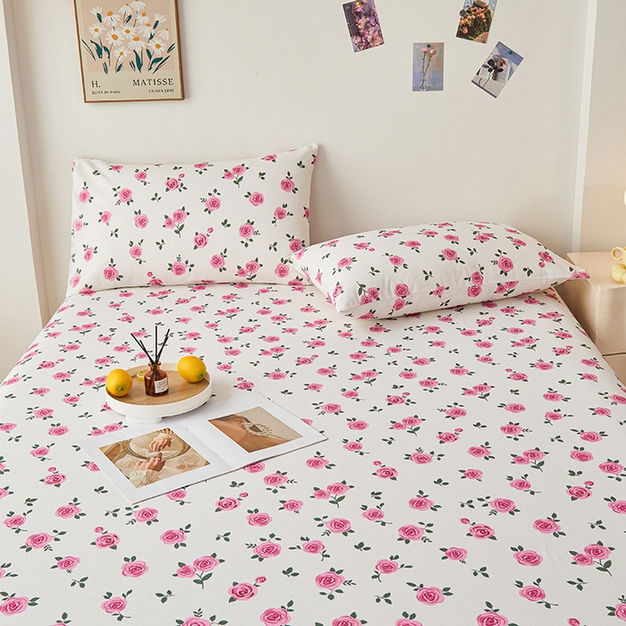 91家纺网 家纺一手货源 找家纺 义博家纺 2025新款纯棉老粗布花边款单床单 月汐幻梦