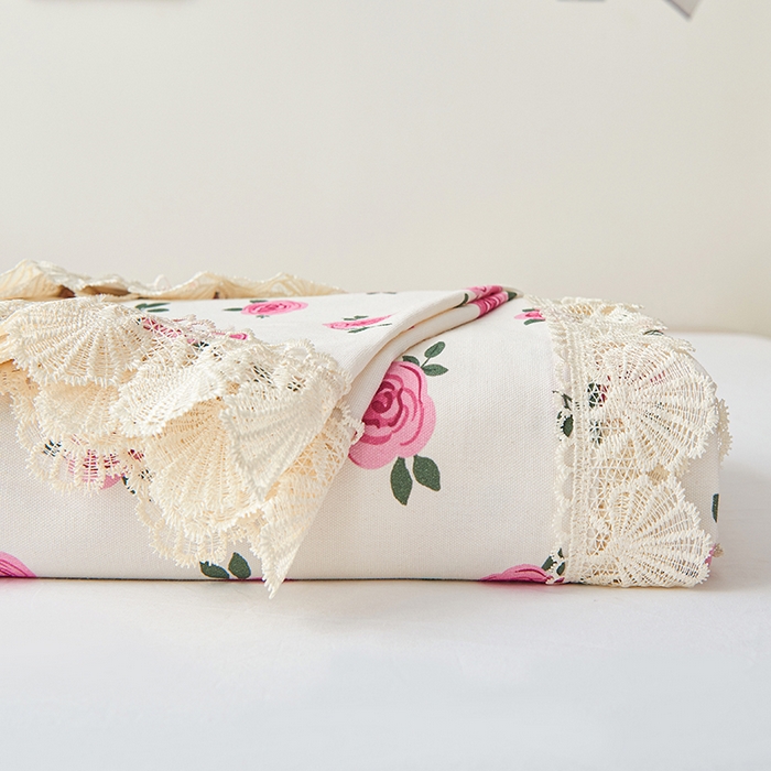 91家纺网 家纺一手货源 找家纺 义博家纺 2025新款纯棉老粗布花边款单床单 月汐幻梦